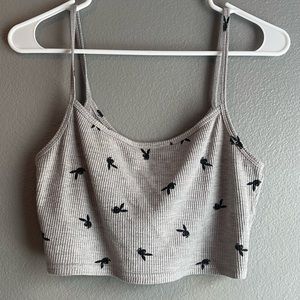 Gray and black Playboy top